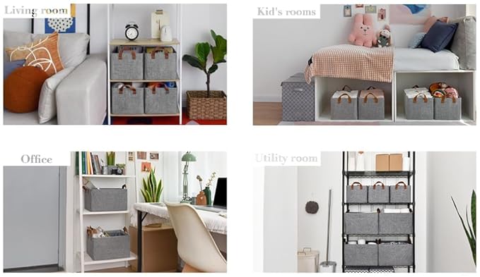 Large Foldable Fabric Organizer Baskets with Labels for Home