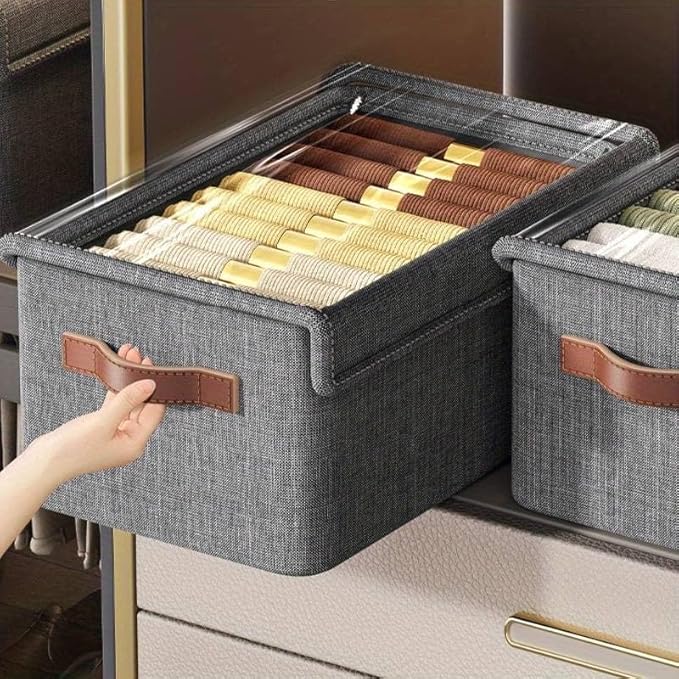 Large Foldable Fabric Organizer Baskets with Labels for Home