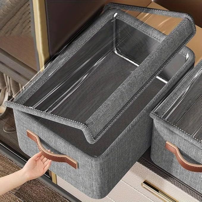 Large Foldable Fabric Organizer Baskets with Labels for Home